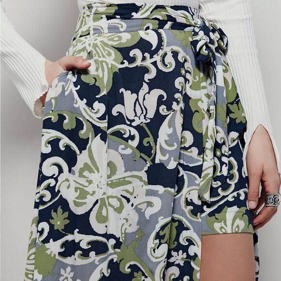 Free People Young Thing Maxi Mini Combo Wrap Skirt Women’s 6 Paisley Boho - Picture 2 of 10
